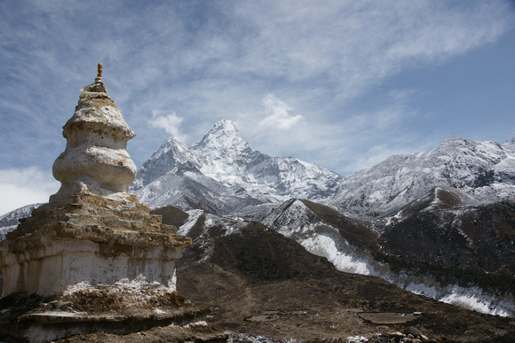Ancient Stupa, Pangboche, with Ama Dablam at rear